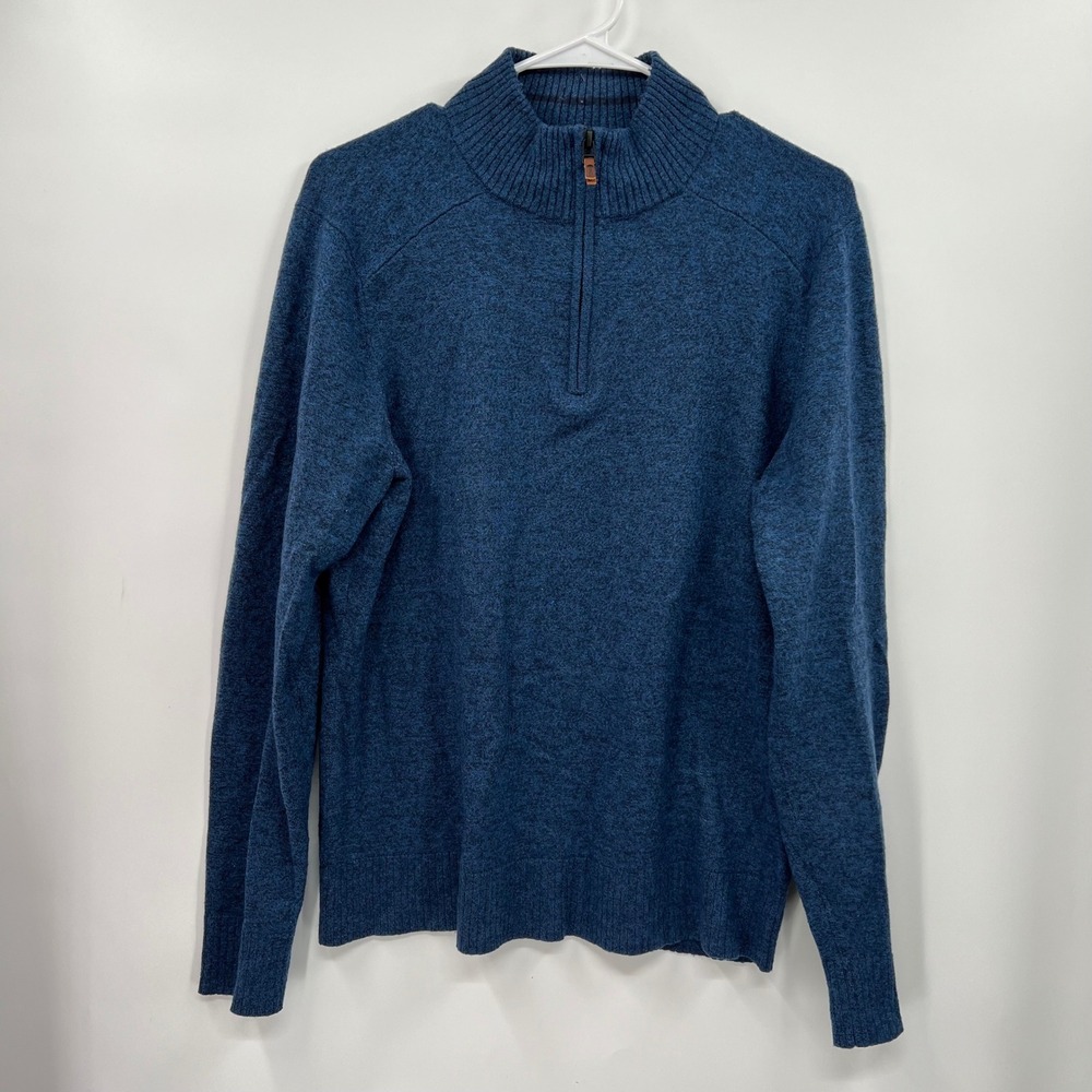 Smartwool‎ Men's Blue Heathered 1/4 Zip Merino Wool Blend Sweater Size M